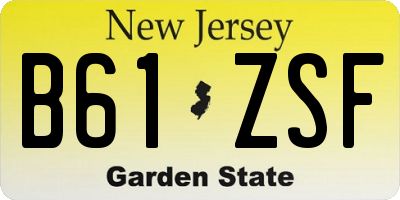 NJ license plate B61ZSF