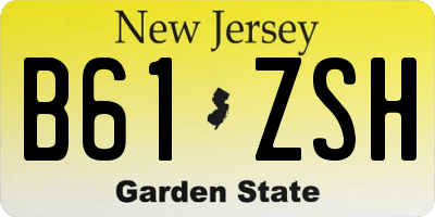 NJ license plate B61ZSH