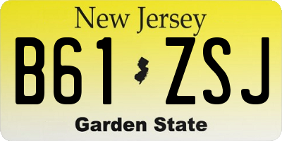 NJ license plate B61ZSJ