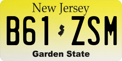 NJ license plate B61ZSM