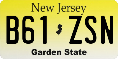NJ license plate B61ZSN