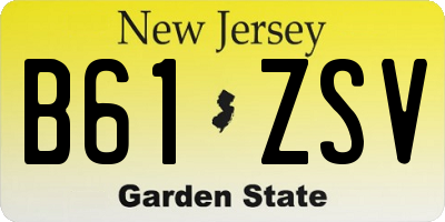 NJ license plate B61ZSV