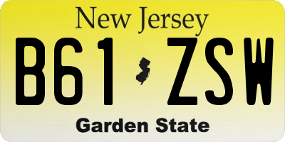 NJ license plate B61ZSW