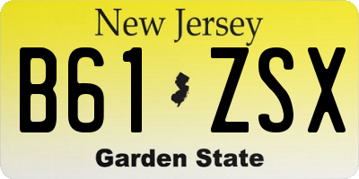NJ license plate B61ZSX