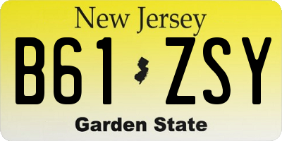 NJ license plate B61ZSY