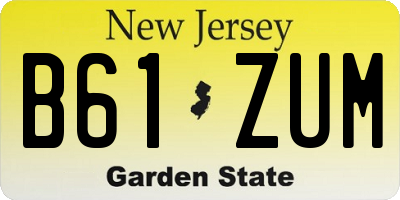 NJ license plate B61ZUM