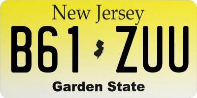 NJ license plate B61ZUU
