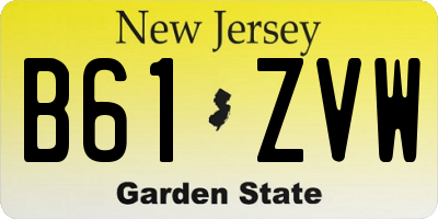 NJ license plate B61ZVW