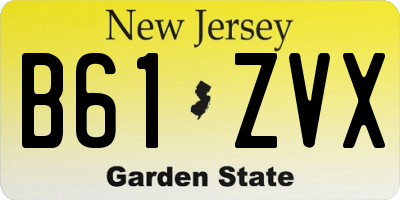 NJ license plate B61ZVX