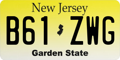 NJ license plate B61ZWG
