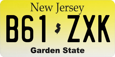 NJ license plate B61ZXK