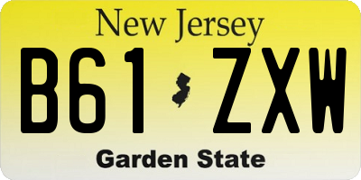 NJ license plate B61ZXW
