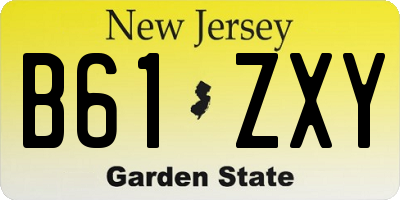 NJ license plate B61ZXY
