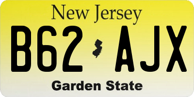 NJ license plate B62AJX