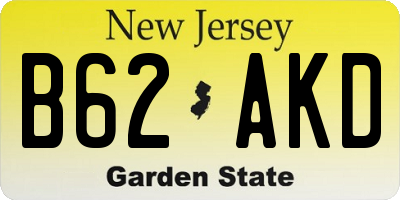 NJ license plate B62AKD