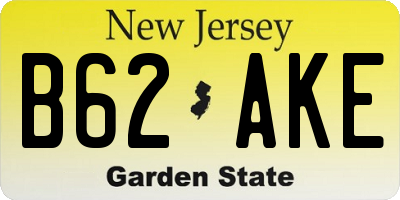 NJ license plate B62AKE