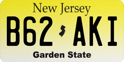 NJ license plate B62AKI