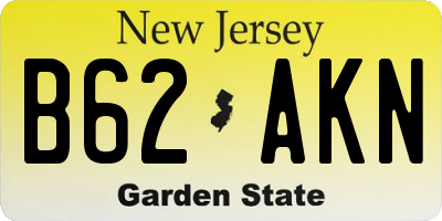 NJ license plate B62AKN
