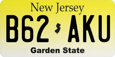 NJ license plate B62AKU