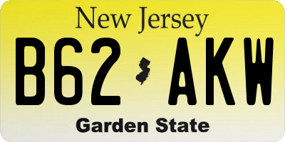 NJ license plate B62AKW