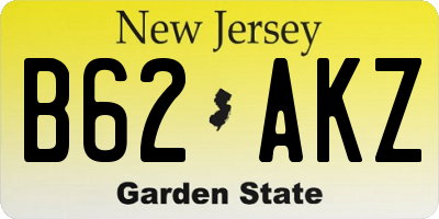 NJ license plate B62AKZ
