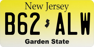NJ license plate B62ALW