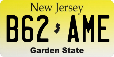 NJ license plate B62AME