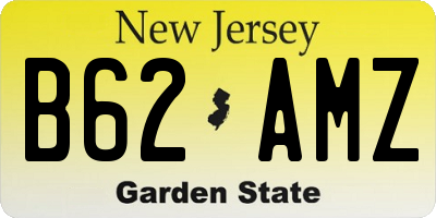 NJ license plate B62AMZ