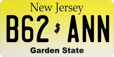 NJ license plate B62ANN