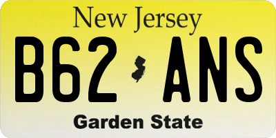 NJ license plate B62ANS