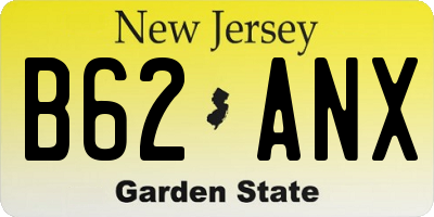 NJ license plate B62ANX
