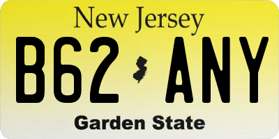 NJ license plate B62ANY