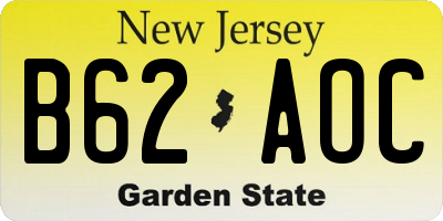 NJ license plate B62AOC