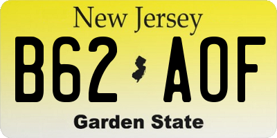 NJ license plate B62AOF