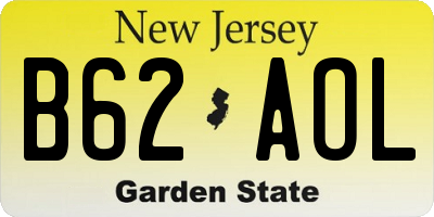 NJ license plate B62AOL