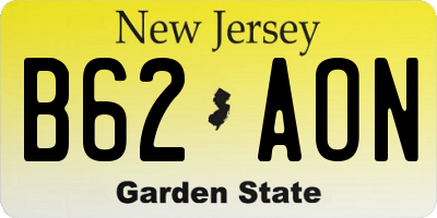 NJ license plate B62AON