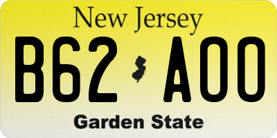 NJ license plate B62AOO