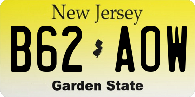 NJ license plate B62AOW