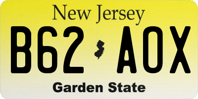 NJ license plate B62AOX