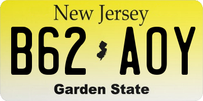 NJ license plate B62AOY