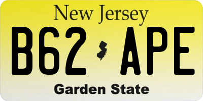 NJ license plate B62APE