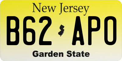 NJ license plate B62APO