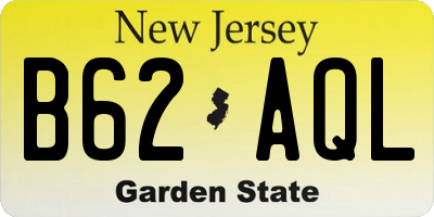 NJ license plate B62AQL