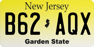 NJ license plate B62AQX