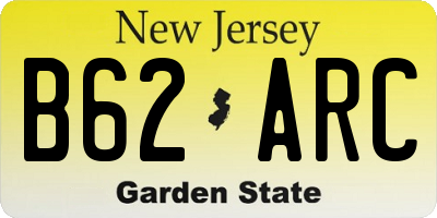 NJ license plate B62ARC
