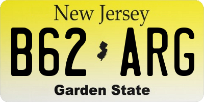 NJ license plate B62ARG