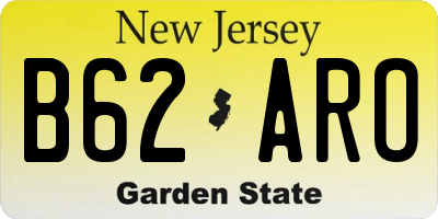 NJ license plate B62ARO