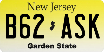 NJ license plate B62ASK