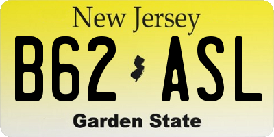 NJ license plate B62ASL