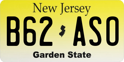 NJ license plate B62ASO
